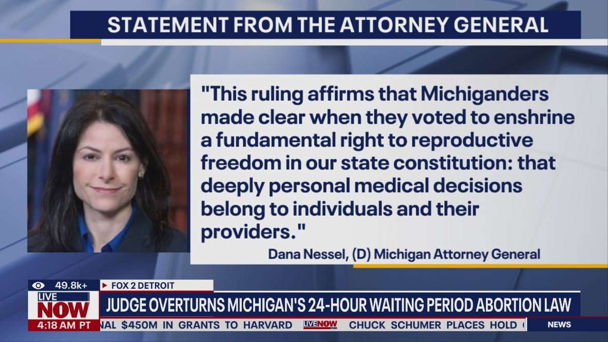 Judge overturns Michigan's 24-hour waiting period abortion law